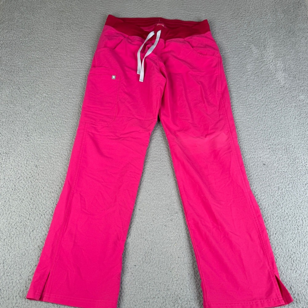 FIGS Scrub Pants Womens M Pink Yola Skinny Cargo Yoga Waist T21004 Drawstring